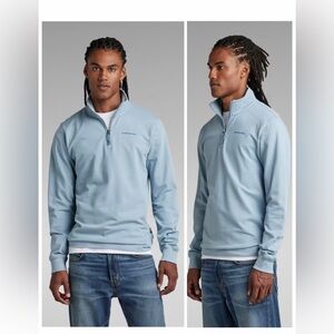 G-Star Raw Light Blue Aviaton Half Zip Lightweight Sweater size L